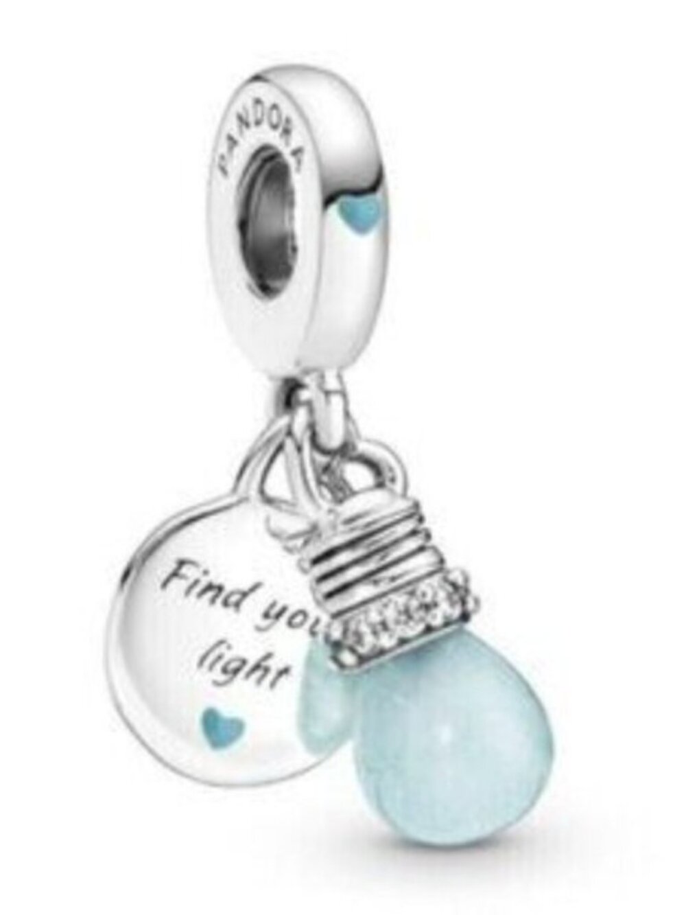 Pandora Silver Blue Light Bulb Pendant , Dangle S925ALE Charm
